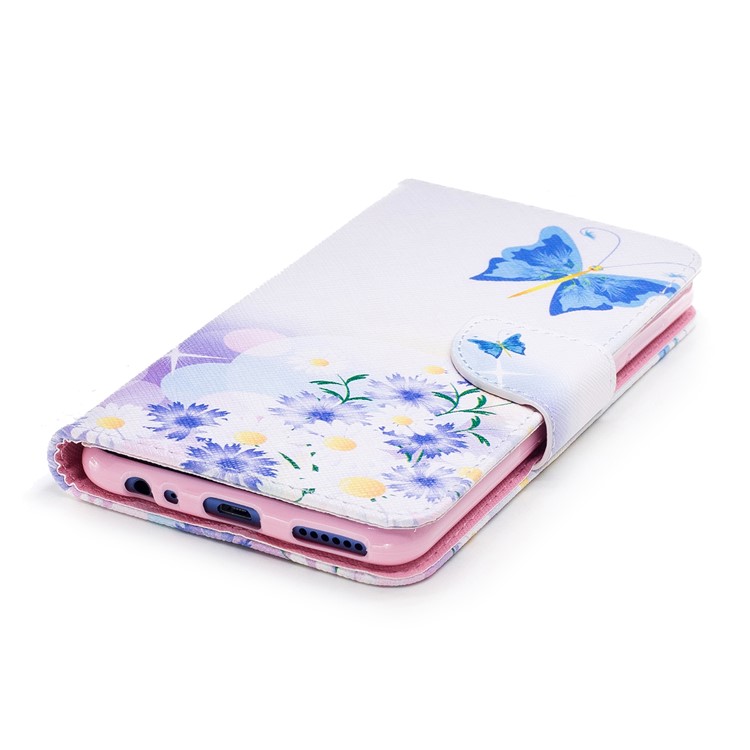 Pattern Printing PU Leather Protective Mobile Cover for Huawei Mate 10 Lite / nova 2i / Maimang 6 / Honor 9i (India) - Blue Butterfly and Daisy-6