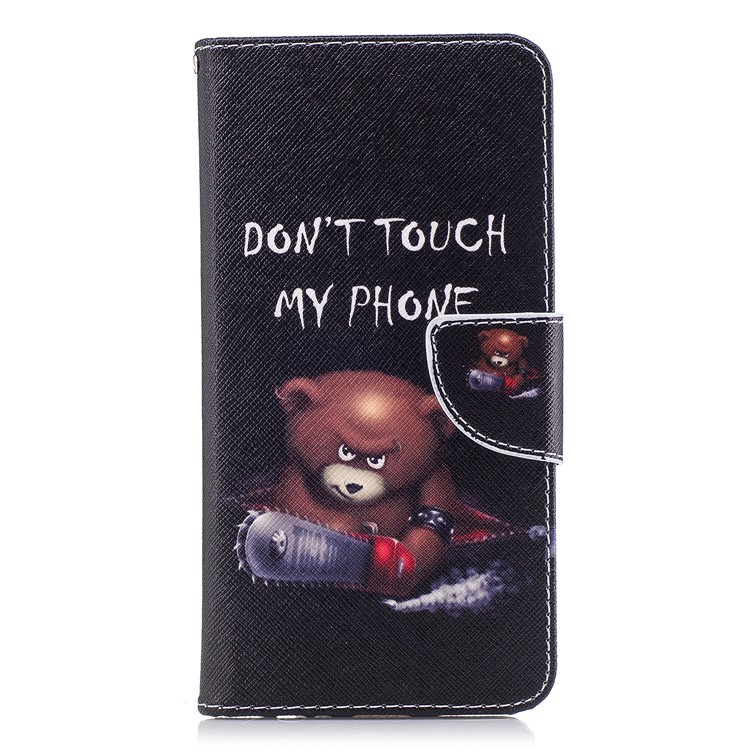 Pattern Printing PU Leather Protective Mobile Shell for Huawei Mate 10 Lite / nova 2i / Maimang 6 / Honor 9i (India) - Brown Bear and Warning Words-2