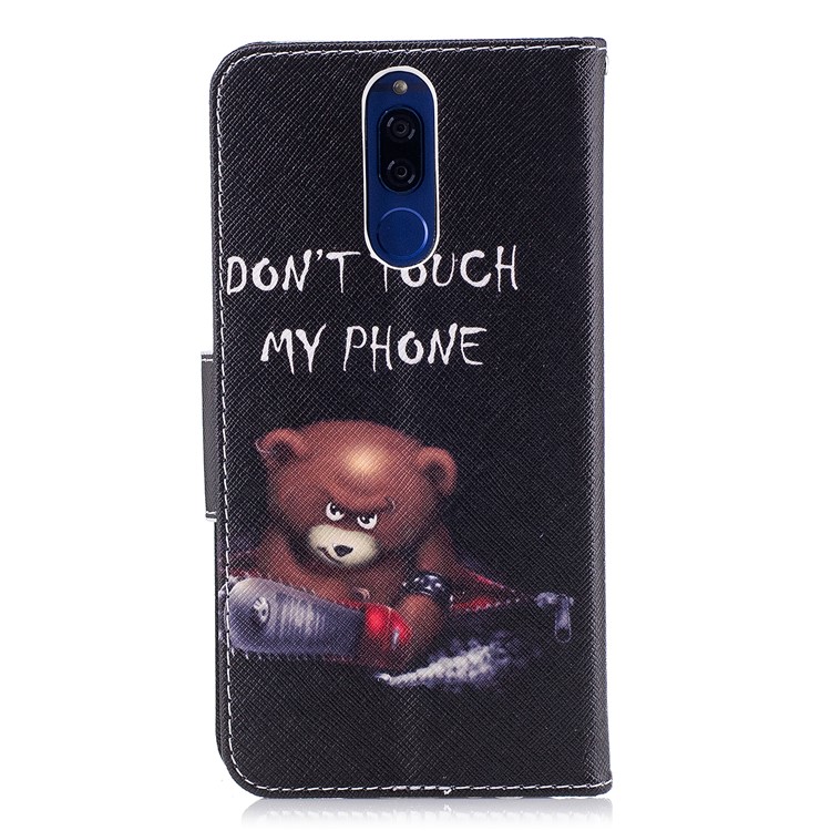 Pattern Printing PU Leather Protective Mobile Shell for Huawei Mate 10 Lite / nova 2i / Maimang 6 / Honor 9i (India) - Brown Bear and Warning Words-3