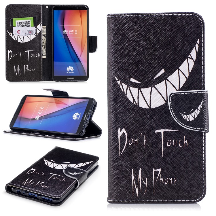 Pattern Printing Card Holder Leather Cell Phone Case for Huawei Mate 10 Lite / nova 2i / Maimang 6 / Honor 9i (India) - Do Not Touch My Phone-1