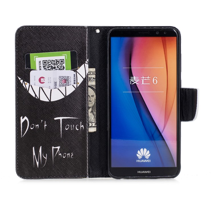 Pattern Printing Card Holder Leather Cell Phone Case for Huawei Mate 10 Lite / nova 2i / Maimang 6 / Honor 9i (India) - Do Not Touch My Phone-8
