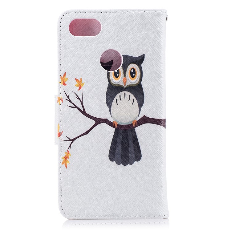 Patterned Wallet Stand Leather Phone Case with Card Slots for Huawei P9 lite mini / Enjoy 7 / Y6 Pro (2017) - Owl-3
