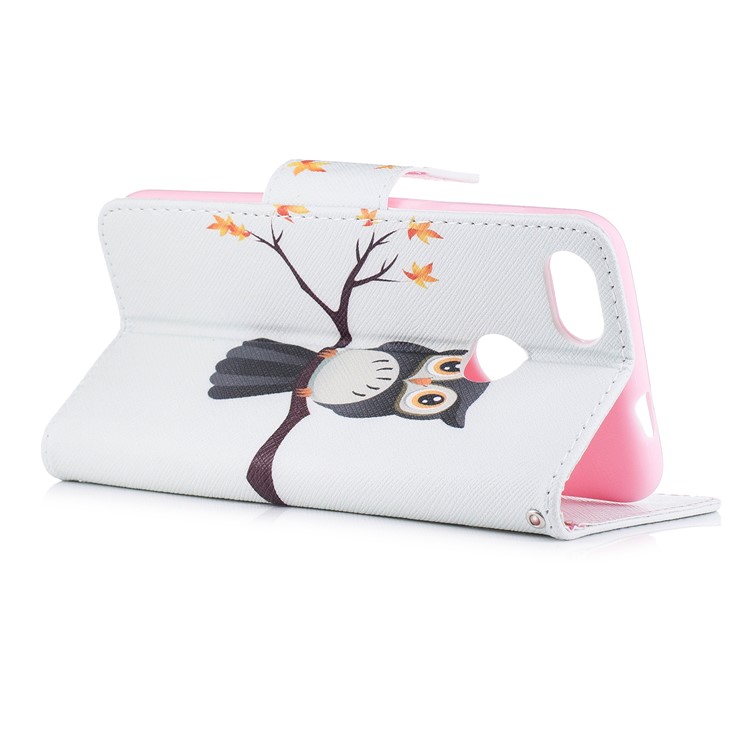 Patterned Wallet Stand Leather Phone Case with Card Slots for Huawei P9 lite mini / Enjoy 7 / Y6 Pro (2017) - Owl-4