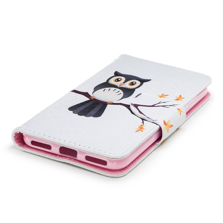 Patterned Wallet Stand Leather Phone Case with Card Slots for Huawei P9 lite mini / Enjoy 7 / Y6 Pro (2017) - Owl-6
