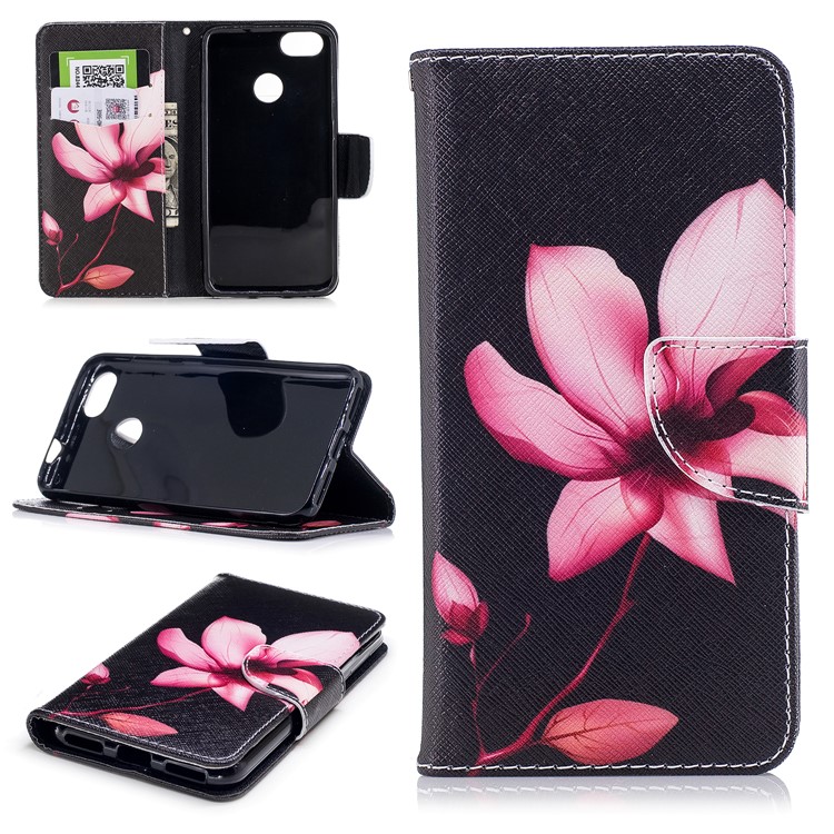 Pattern Printing Stand Leather Wallet Phone Cover for Huawei P9 lite mini / Enjoy 7 / Y6 Pro (2017) - Flower-1