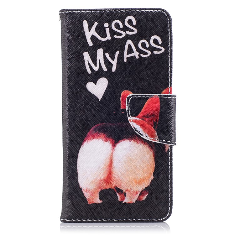 Pattern Printing Magnetic Leather Wallet Shell with Stand for Huawei P9 lite mini / Enjoy 7 / Y6 Pro (2017) - Kiss My Ass-2
