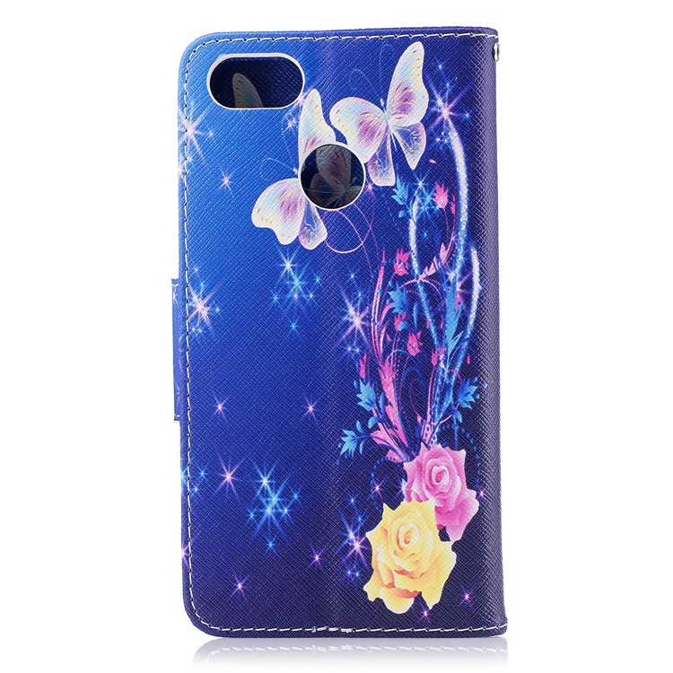 Pattern Printing Magnetic Stand Leather Wallet Casing for Huawei P9 lite mini / Enjoy 7 / Y6 Pro (2017) - Two Butterflies and Flower-3