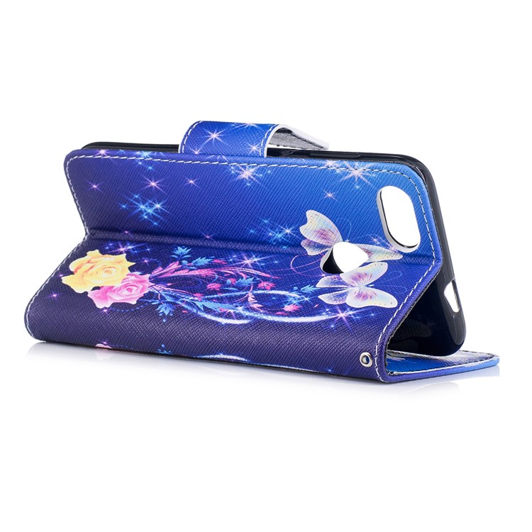 Pattern Printing Magnetic Stand Leather Wallet Casing for Huawei P9 lite mini / Enjoy 7 / Y6 Pro (2017) - Two Butterflies and Flower-4