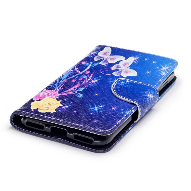 Pattern Printing Magnetic Stand Leather Wallet Casing for Huawei P9 lite mini / Enjoy 7 / Y6 Pro (2017) - Two Butterflies and Flower-6