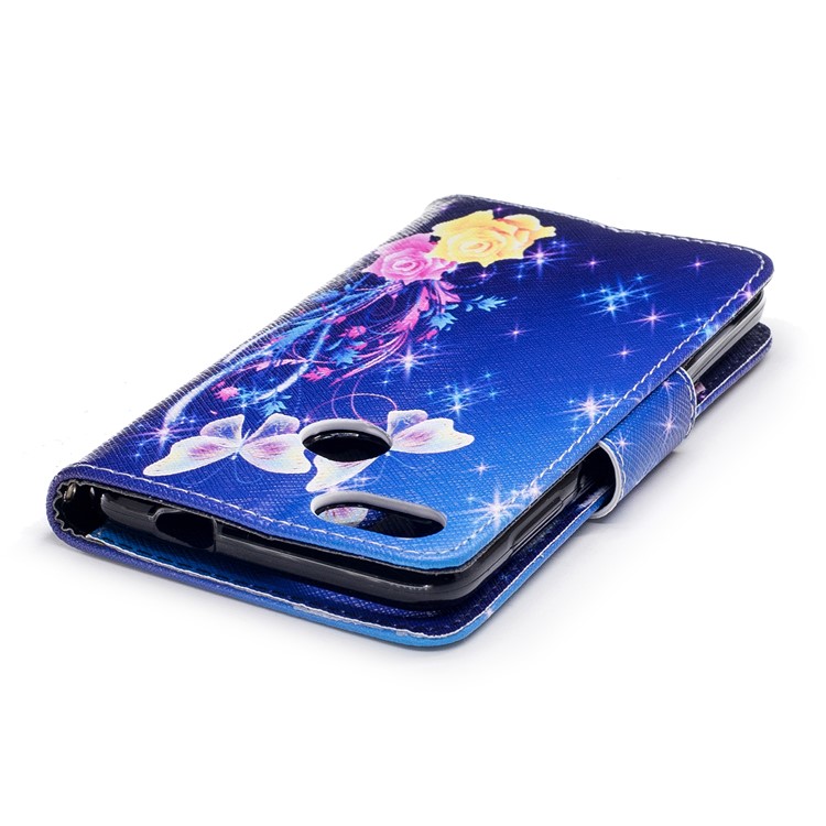 Pattern Printing Magnetic Stand Leather Wallet Casing for Huawei P9 lite mini / Enjoy 7 / Y6 Pro (2017) - Two Butterflies and Flower-7
