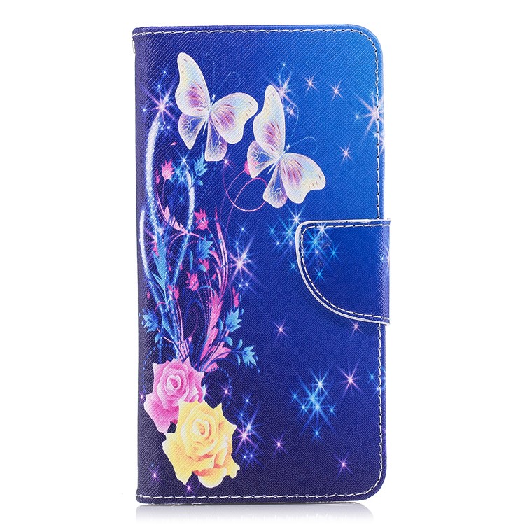 Pattern Printing PU Leather Wallet Stand Cover for Huawei Mate 10 Lite / nova 2i / Maimang 6 / Honor 9i (India) - Roses and Butterflies-2