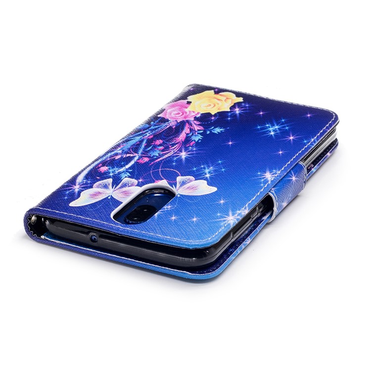Pattern Printing PU Leather Wallet Stand Cover for Huawei Mate 10 Lite / nova 2i / Maimang 6 / Honor 9i (India) - Roses and Butterflies-7