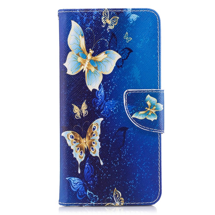Pattern Printing PU Leather Wallet Shell with Stand for Huawei Mate 10 Lite / nova 2i / Maimang 6 / Honor 9i (India) - Blue Butterflies-2