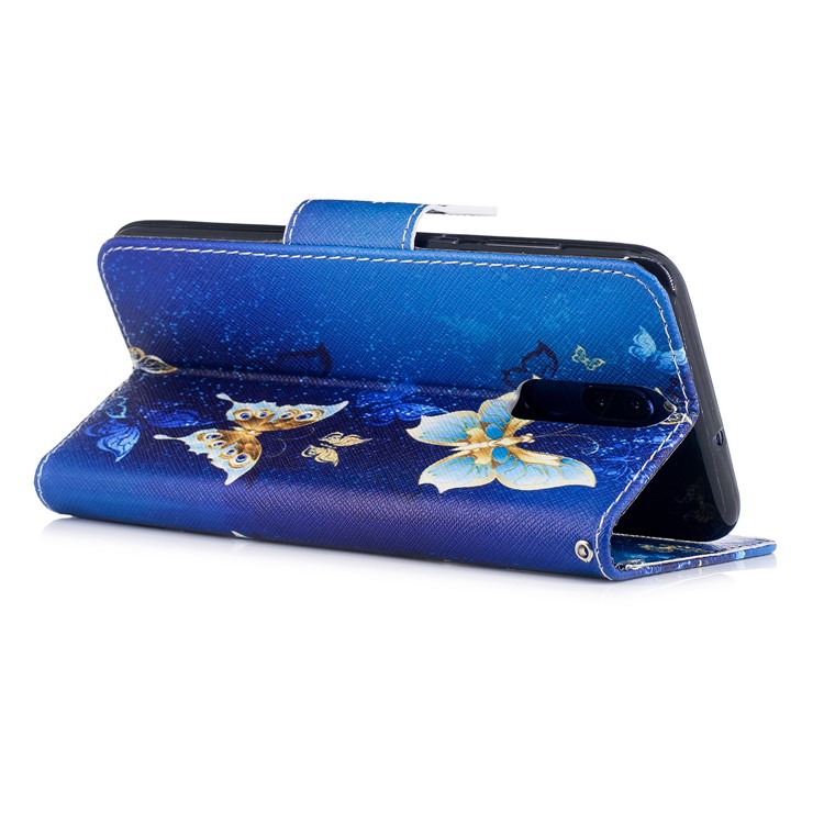Pattern Printing PU Leather Wallet Shell with Stand for Huawei Mate 10 Lite / nova 2i / Maimang 6 / Honor 9i (India) - Blue Butterflies-4