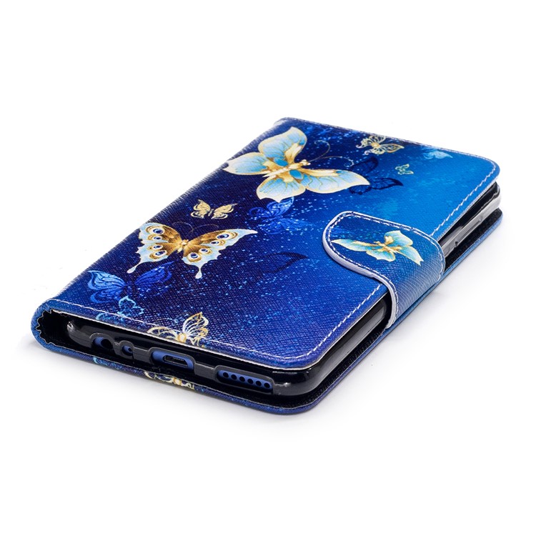 Pattern Printing PU Leather Wallet Shell with Stand for Huawei Mate 10 Lite / nova 2i / Maimang 6 / Honor 9i (India) - Blue Butterflies-6
