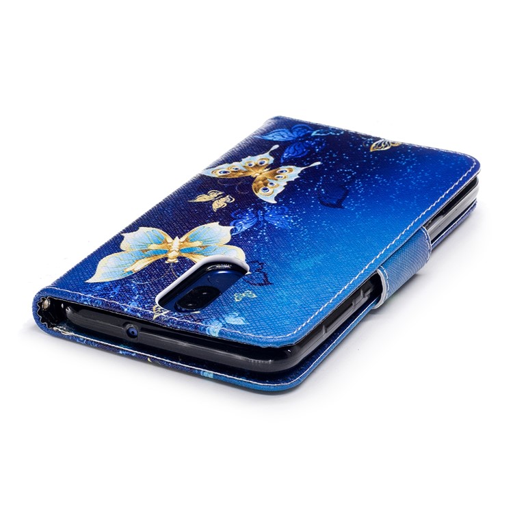 Pattern Printing PU Leather Wallet Shell with Stand for Huawei Mate 10 Lite / nova 2i / Maimang 6 / Honor 9i (India) - Blue Butterflies-7