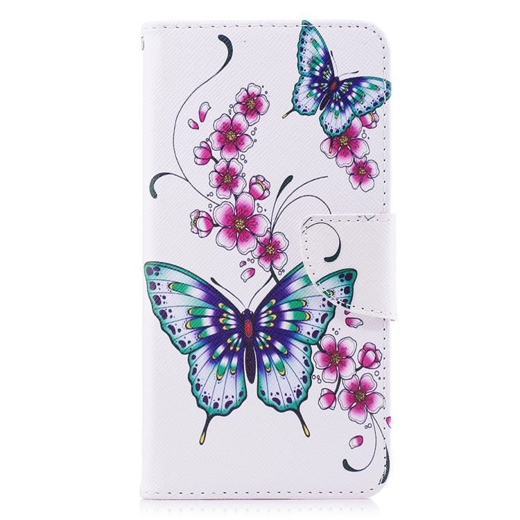 Pattern Printing Card Holder Leather Phone Shell for Huawei Mate 10 Lite / nova 2i / Maimang 6 / Honor 9i (India) - Butterflies and Flowers-2