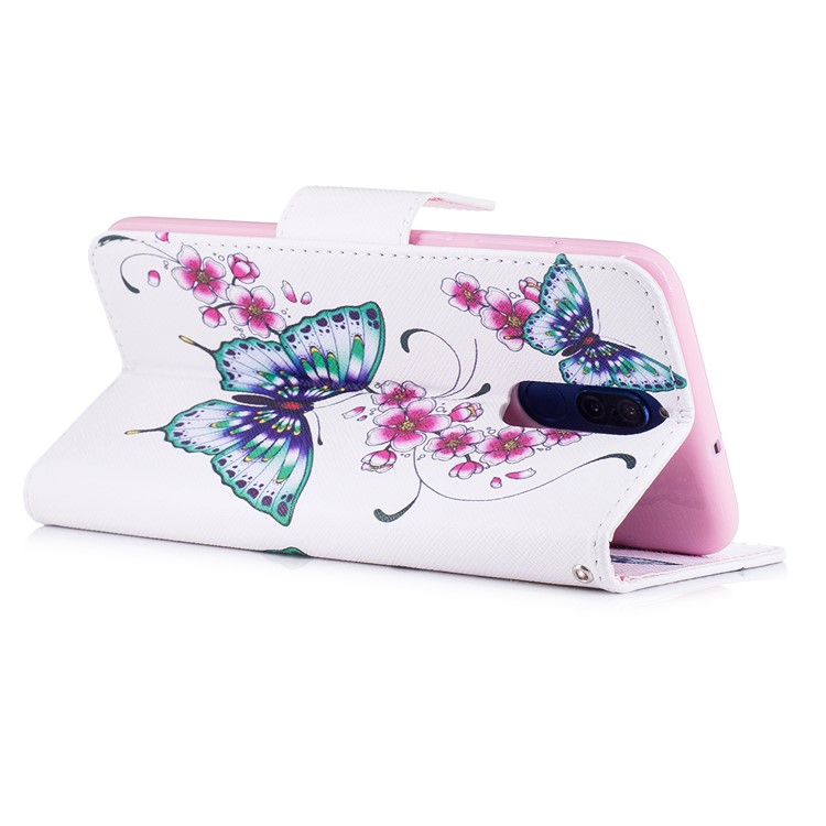 Pattern Printing Card Holder Leather Phone Shell for Huawei Mate 10 Lite / nova 2i / Maimang 6 / Honor 9i (India) - Butterflies and Flowers-4