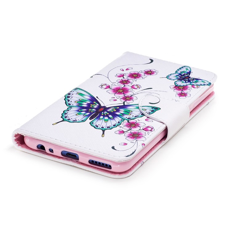 Pattern Printing Card Holder Leather Phone Shell for Huawei Mate 10 Lite / nova 2i / Maimang 6 / Honor 9i (India) - Butterflies and Flowers-6