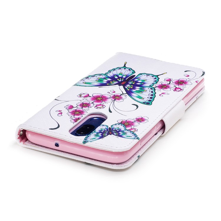 Pattern Printing Card Holder Leather Phone Shell for Huawei Mate 10 Lite / nova 2i / Maimang 6 / Honor 9i (India) - Butterflies and Flowers-7