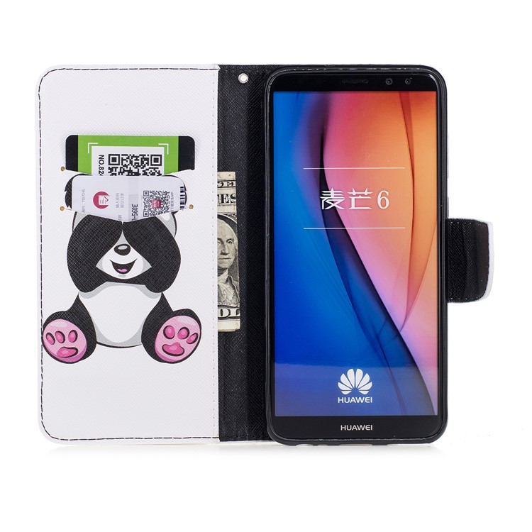 Pattern Printing PU Leather Protection Cover Shell for Huawei Mate 10 Lite / nova 2i / Maimang 6 / Honor 9i (India) - Adorable Panda-8