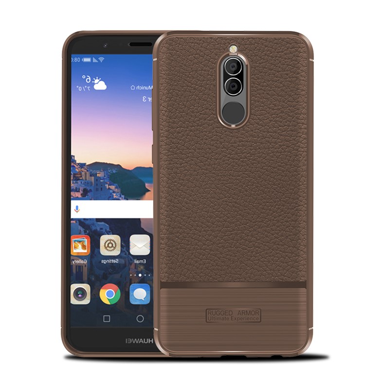Litchi Texture TPU Jelly Case for Huawei Mate 10 Lite / nova 2i / Maimang 6 / Honor 9i (India) - Brown