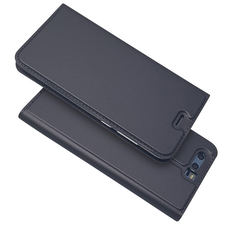 Magnetic Card Holder Leather Stand Case Phone Accessory for Huawei Honor 9 - Black-2