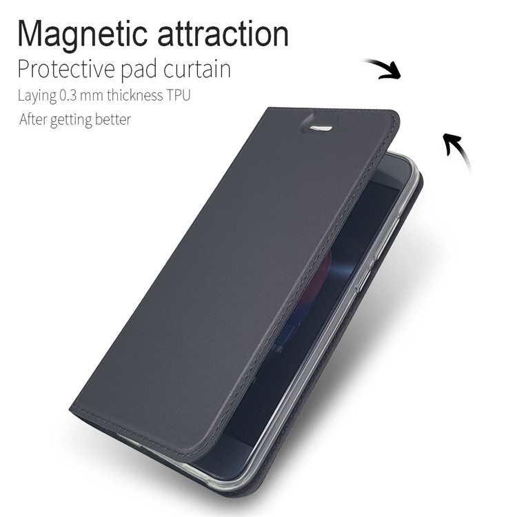 Magnetic Card Holder Leather Stand Case Phone Accessory for Huawei Honor 9 - Black-4