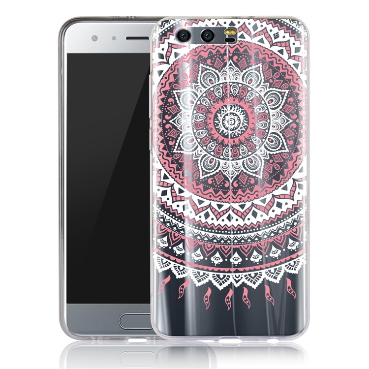 Mandala Pattern PC Back + TPU Frame Protective Phone Shell for Huawei Honor 9 - Pink-1