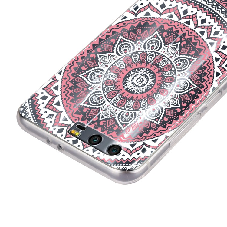 Mandala Pattern PC Back + TPU Frame Protective Phone Shell for Huawei Honor 9 - Pink-6