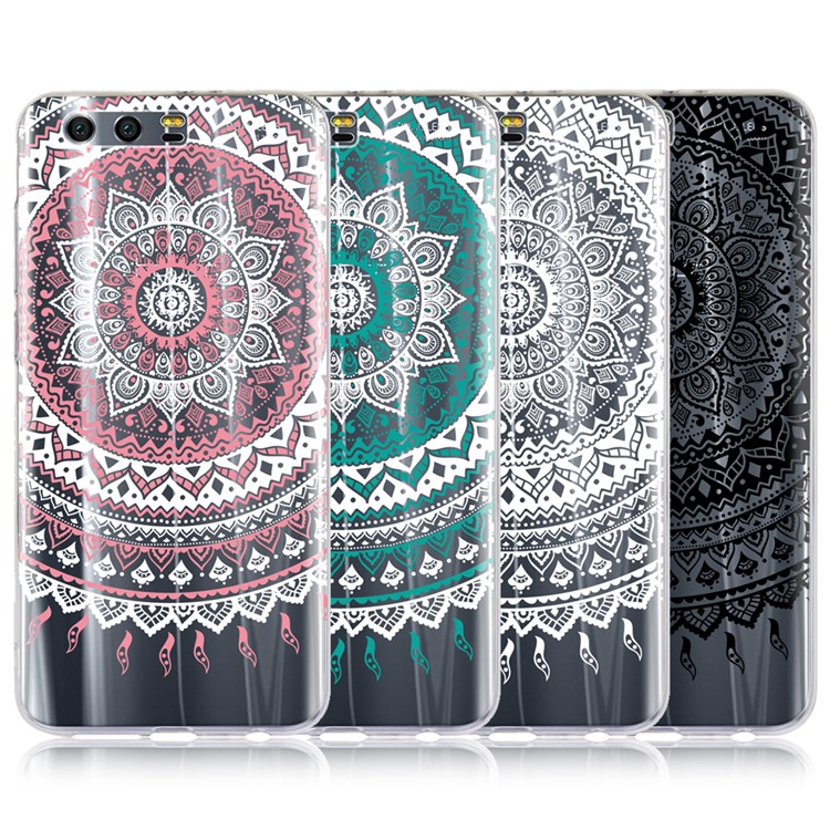 Mandala Pattern PC Back + TPU Frame Protective Phone Shell for Huawei Honor 9 - Pink-7