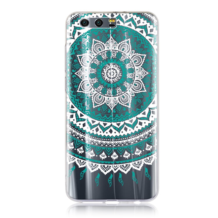 Mandala Pattern PC Back + TPU Frame Hybrid Mobile Phone Cover Case for Huawei Honor 9 - Cyan-2