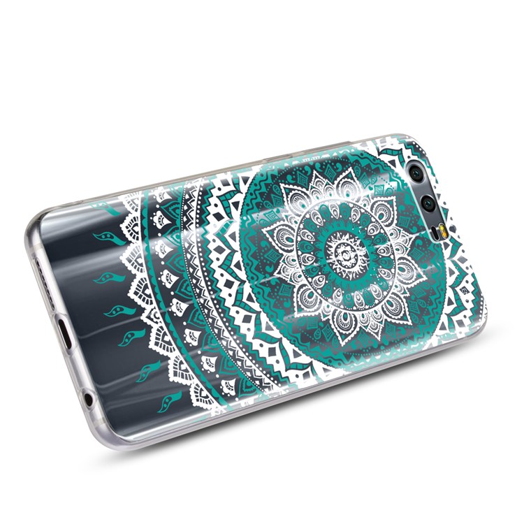 Mandala Pattern PC Back + TPU Frame Hybrid Mobile Phone Cover Case for Huawei Honor 9 - Cyan-5
