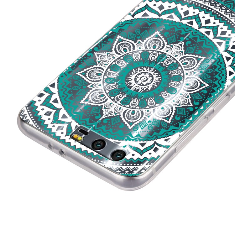 Mandala Pattern PC Back + TPU Frame Hybrid Mobile Phone Cover Case for Huawei Honor 9 - Cyan-6