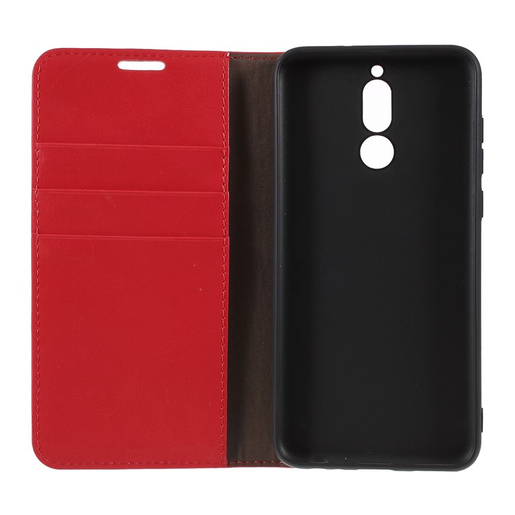 Pour Huawei Mate 10 Lite / Nova 2i / Maimang 6 Crazy Horse Crazy Cuir Véritable Coquille Portefeuille Avec Stand - Rouge