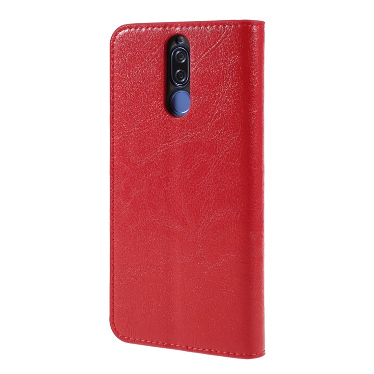 Für Huawei Mate 10 Lite / Nova 2i / MAIMANG 6 Crazy Horse Echtes Leder Brieftasche Mit Ständer - Rot