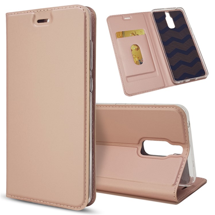 Magnetic Attraction Flip Stand PU Leather Phone Cover for Huawei Mate 9 Pro - Rose Gold-1