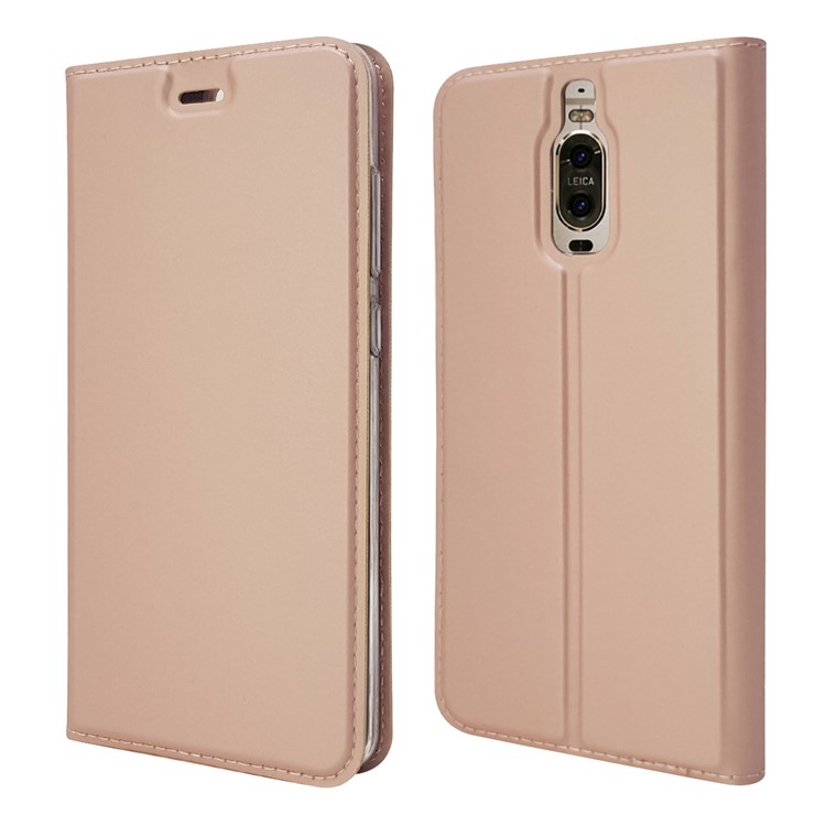 Magnetic Attraction Flip Stand PU Leather Phone Cover for Huawei Mate 9 Pro - Rose Gold-3