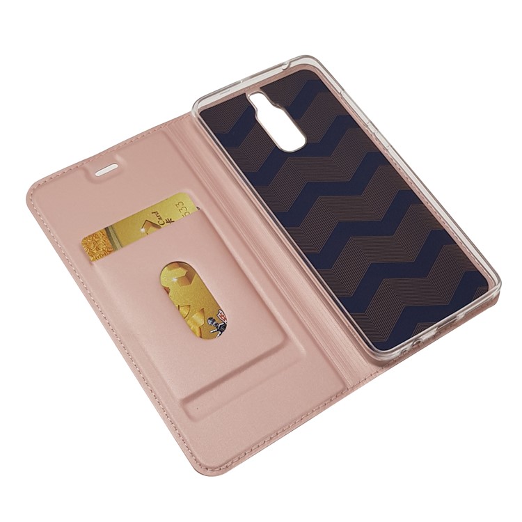 Magnetic Attraction Flip Stand PU Leather Phone Cover for Huawei Mate 9 Pro - Rose Gold-6