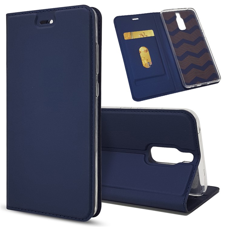 Magnetic Attraction PU Leather Protective Mobile Cover for Huawei Mate 9 Pro - Dark Blue-1