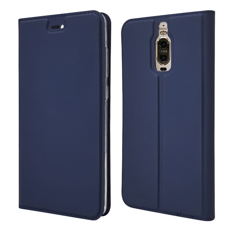 Magnetic Attraction PU Leather Protective Mobile Cover for Huawei Mate 9 Pro - Dark Blue-3