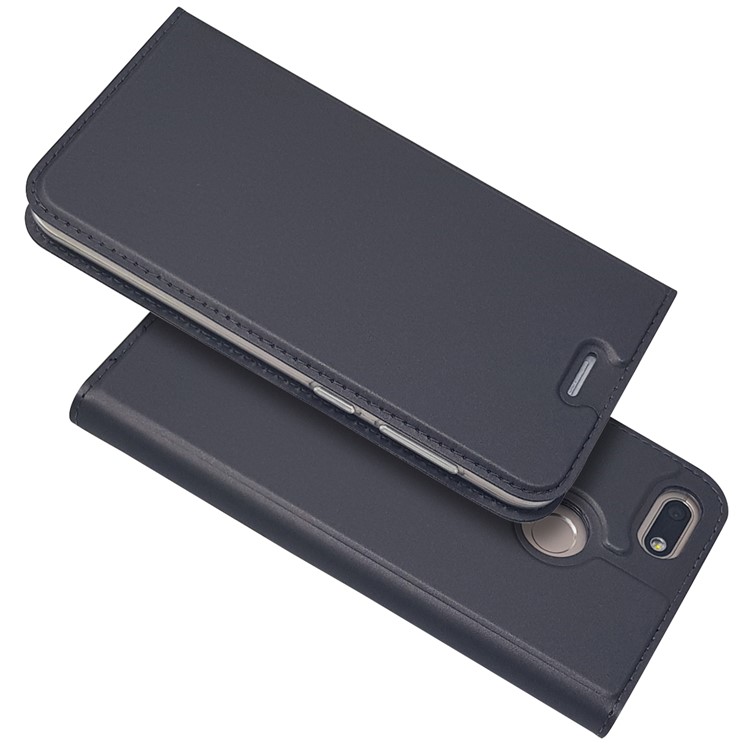Magnetic Attraction PU Leather Card Holder Stand Case for Huawei Y6 Pro (2017) / Enjoy 7 / P9 lite mini - Black-2
