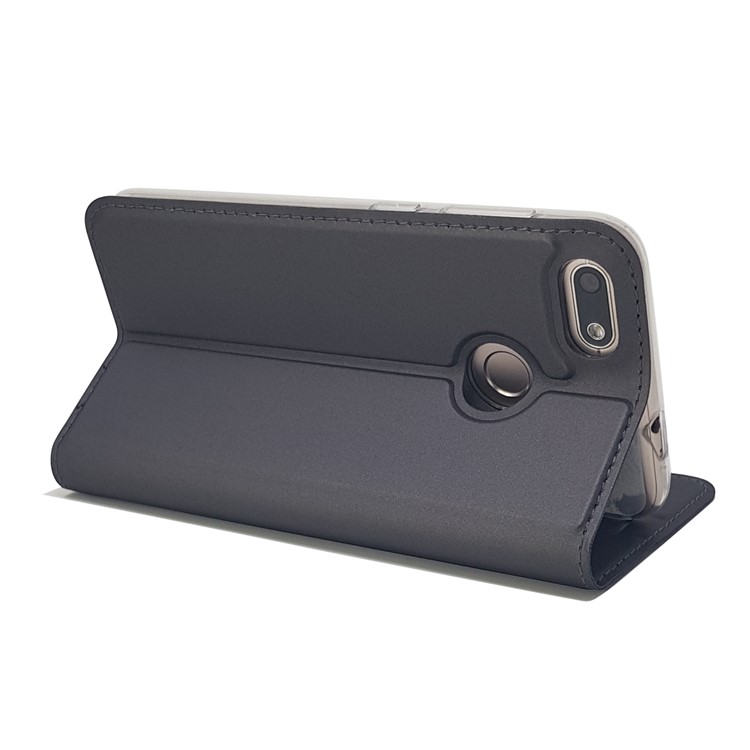 Magnetic Attraction PU Leather Card Holder Stand Case for Huawei Y6 Pro (2017) / Enjoy 7 / P9 lite mini - Black-9
