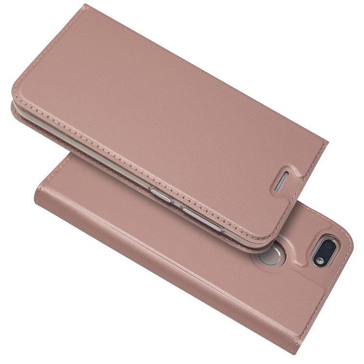 Magnetic Attraction PU Leather Card Holder Cover with Stand for Huawei Y6 Pro (2017) / Enjoy 7 / P9 lite mini - Rose Gold-2