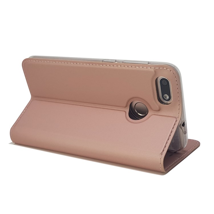 Magnetic Attraction PU Leather Card Holder Cover with Stand for Huawei Y6 Pro (2017) / Enjoy 7 / P9 lite mini - Rose Gold-7