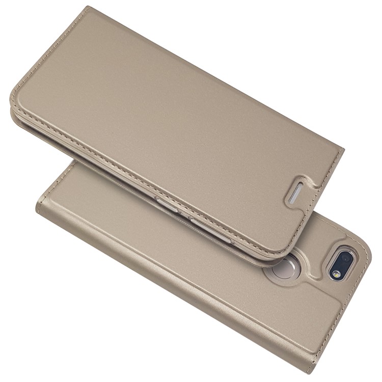 Magnetic Attraction PU Leather Stand Shell with Card Holder for Huawei Y6 Pro (2017) / Enjoy 7 / P9 lite mini - Gold-2