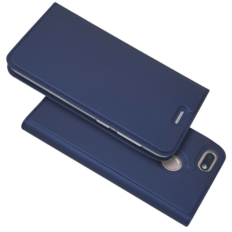 Magnetic Attraction Card Slot PU Leather Mobile Case Cover for Huawei Y6 Pro (2017) / Enjoy 7 / P9 lite mini - Dark Blue-2