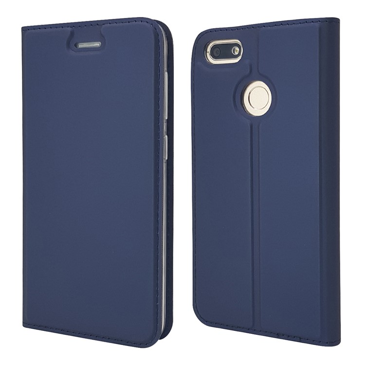 Magnetic Attraction Card Slot PU Leather Mobile Case Cover for Huawei Y6 Pro (2017) / Enjoy 7 / P9 lite mini - Dark Blue-3