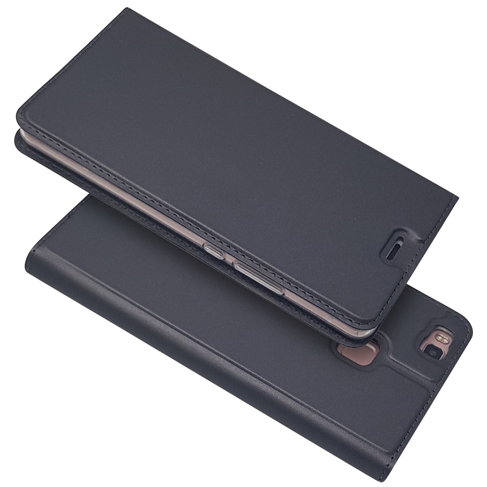 Magnetic Attraction Card Holder Leather Phone Case with Stand for Huawei P9 Lite / G9 Lite - Black-2