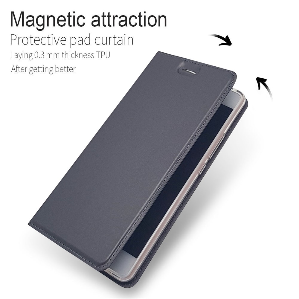 Support de Carte D'attraction Magnétique Étui de Téléphone en Cuir Avec Support Pour Huawei P9 Lite / G9 Lite - le Noir-4